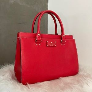 Red Kate Spade Wellesley Durham leather satchel bag.